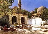 Edwin Lord Weeks Figures in the Courtyard of a Mosque painting